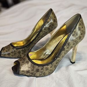 Baby Phat Gold and Black Heels